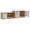 Meuble TV Blanc et chêne sonoma 158,5x36x45cm Bois d'ingénierie 