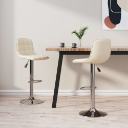 Tabourets de bar lot de 2 crème tissu 