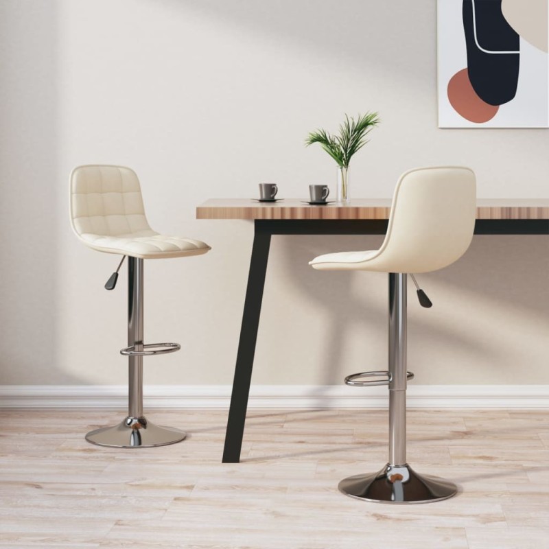 Tabourets de bar lot de 2 crème tissu Tabourets de bar lot de 2 crème tissu