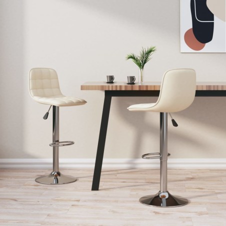 Tabourets de bar lot de 2 crème tissu 