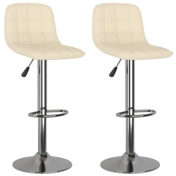 Tabourets de bar lot de 2 crème tissu 
