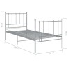 Cadre de lit sans matelas gris métal 100x200 cm 