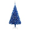 Arbre de Noël artificiel pré-éclairé et boules bleu 210 cm PVC 