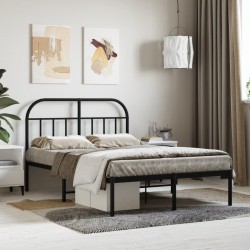 Cadre de lit métal sans matelas avec tête de lit noir 120x190cm 