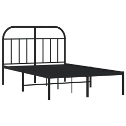 Cadre de lit métal sans matelas avec tête de lit noir 120x190cm 