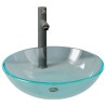 Lavabo de bain avec robinet et drain à poussoir Verre trempé 