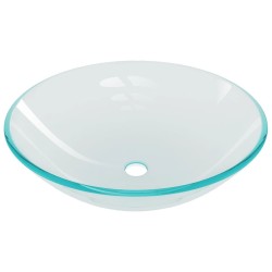 Lavabo de bain avec robinet et drain à poussoir Verre trempé 