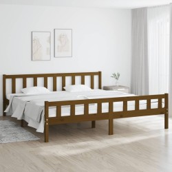 Cadre de lit sans matelas marron miel bois massif 200x200 cm 