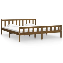 Cadre de lit sans matelas marron miel bois massif 200x200 cm 