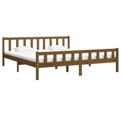 Cadre de lit sans matelas marron miel bois massif 200x200 cm 