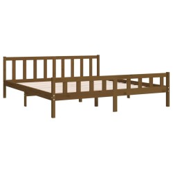 Cadre de lit sans matelas marron miel bois massif 200x200 cm 