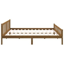 Cadre de lit sans matelas marron miel bois massif 200x200 cm 