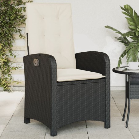 Chaise inclinable de jardin avec coussins noir résine tressée 