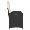 Chaise inclinable de jardin avec coussins noir résine tressée 