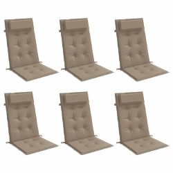 Coussins de chaise à dossier haut lot de 6 taupe tissu oxford 