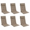 Coussins de chaise à dossier haut lot de 6 taupe tissu oxford 