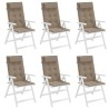 Coussins de chaise à dossier haut lot de 6 taupe tissu oxford 