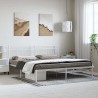 Cadre de lit métal sans matelas et tête de lit blanc 193x203 cm 