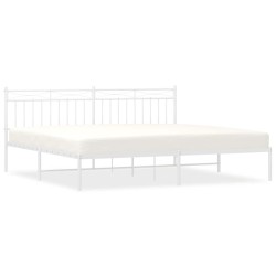 Cadre de lit métal sans matelas et tête de lit blanc 193x203 cm 