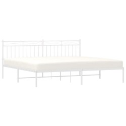 Cadre de lit métal sans matelas et tête de lit blanc 193x203 cm 