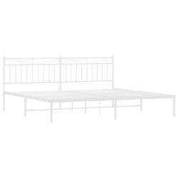 Cadre de lit métal sans matelas et tête de lit blanc 193x203 cm 