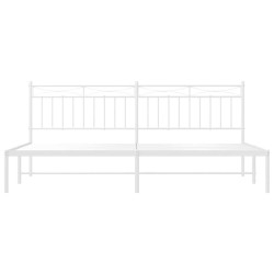 Cadre de lit métal sans matelas et tête de lit blanc 193x203 cm 