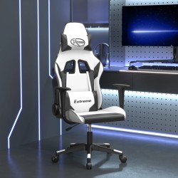 Chaise de jeu de massage Blanc et noir Similicuir 