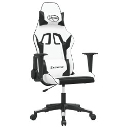 Chaise de jeu de massage Blanc et noir Similicuir 