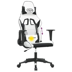 Chaise de jeu de massage Blanc et noir Similicuir 