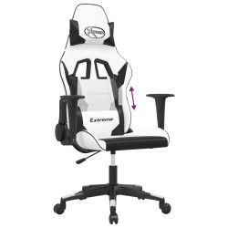 Chaise de jeu de massage Blanc et noir Similicuir 