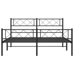 Cadre de lit métal sans matelas avec pied de lit noir 120x200cm 