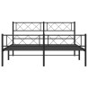 Cadre de lit métal sans matelas avec pied de lit noir 120x200cm 