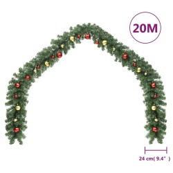 Guirlande de Noël décorée avec boules 20 m 