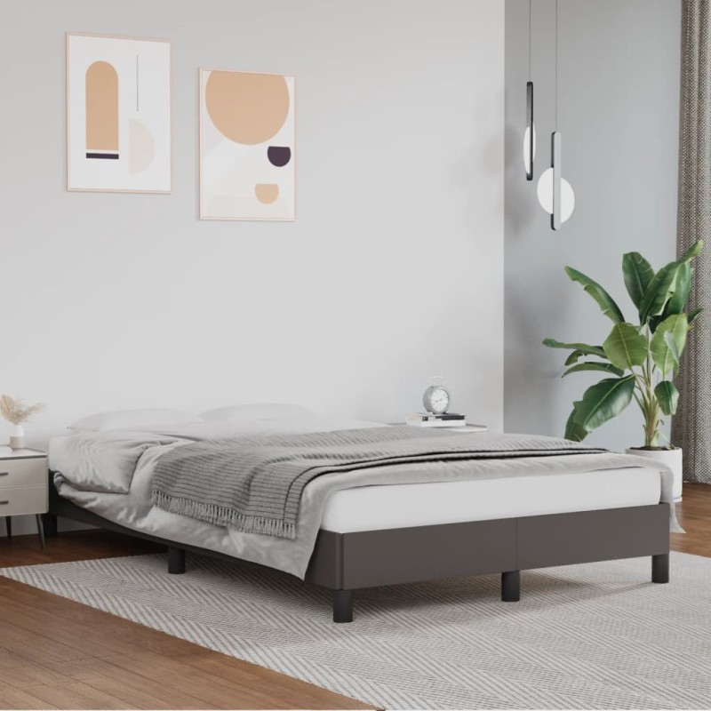 Cadre de lit sans matelas gris 120x190 cm similicuir 