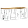 Table basse argenté acier inoxydable et bois massif d'acacia 