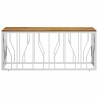 Table basse argenté acier inoxydable et bois massif d'acacia 