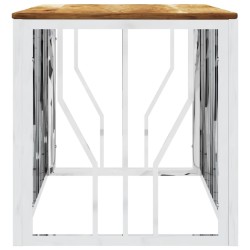 Table basse argenté acier inoxydable et bois massif d'acacia 
