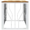 Table basse argenté acier inoxydable et bois massif d'acacia 