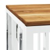 Table basse argenté acier inoxydable et bois massif d'acacia 