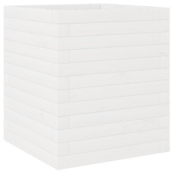 Jardinière blanc 40x40x46 cm bois de pin massif 