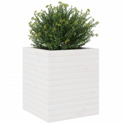 Jardinière blanc 40x40x46 cm bois de pin massif 