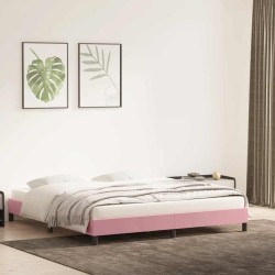 Cadre de lit sans matelas rose 200x220 cm velours 
