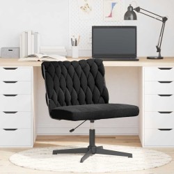 Chaise pivotante de bureau noir bouclé comme de la laine tissu 