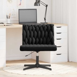 Chaise pivotante de bureau noir bouclé comme de la laine tissu 