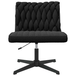 Chaise pivotante de bureau noir bouclé comme de la laine tissu 