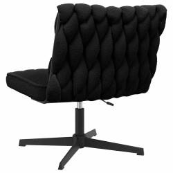 Chaise pivotante de bureau noir bouclé comme de la laine tissu 