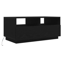 Table basse avec lumières LED chêne noir 90x49x40 cm 