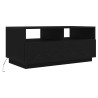 Table basse avec lumières LED chêne noir 90x49x40 cm 