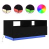 Table basse avec lumières LED chêne noir 90x49x40 cm 