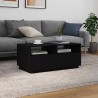 Table basse avec lumières LED chêne noir 90x49x40 cm 